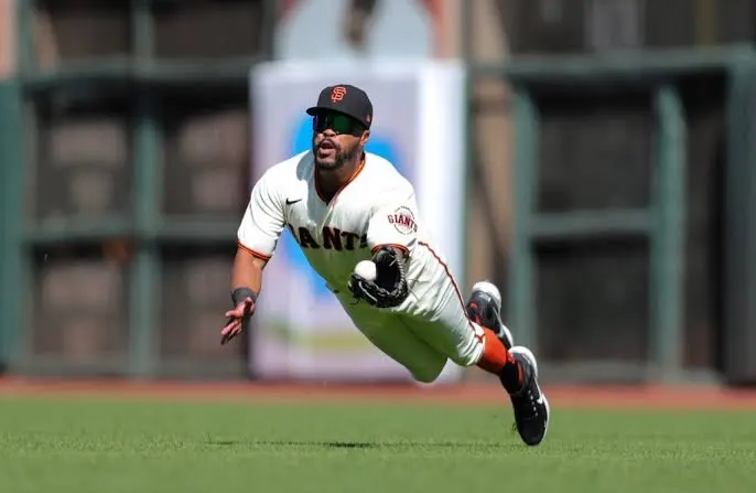 Outfielder diving catch