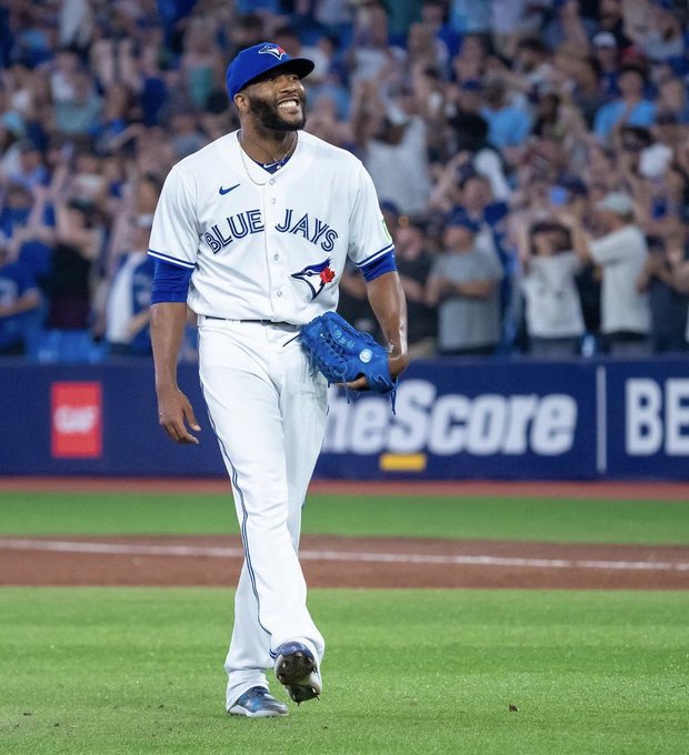 Blue Jays pitcher smiling